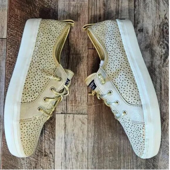 Sperry Top-Sider Crest Vibe Perf Sneaker SZ 5.5 Champagne Gold Memory Foam Tan S - Picture 4 of 11